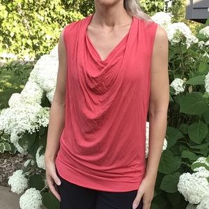 FOREVER draped neckline coral top M (K1)